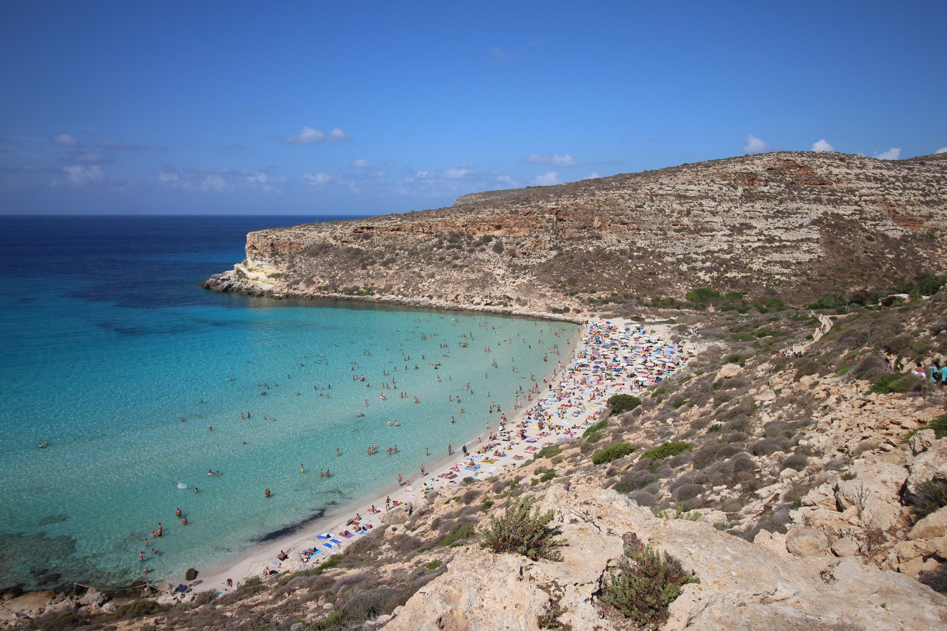 Strand i Lampedusa i Italia