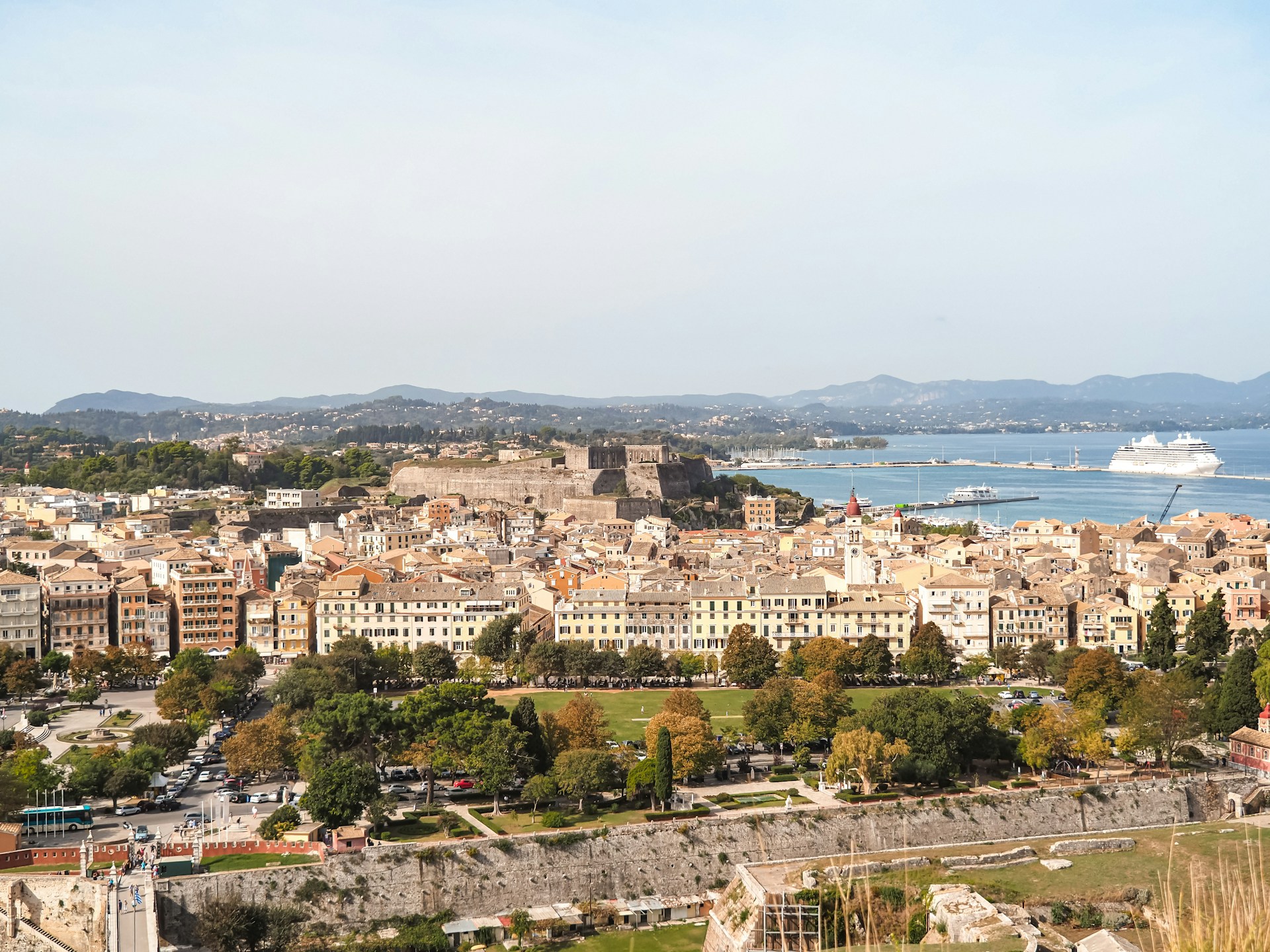 Korfu By Kerkyra sett fra lufta