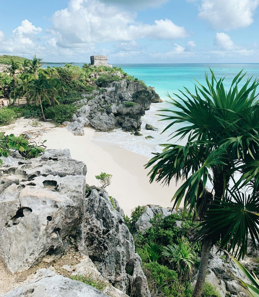 Strand ved Tulum i Mexico